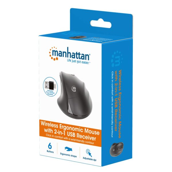 Ergonomic Wireless Mouse with 2-in-1 USB Receiver - Image 3